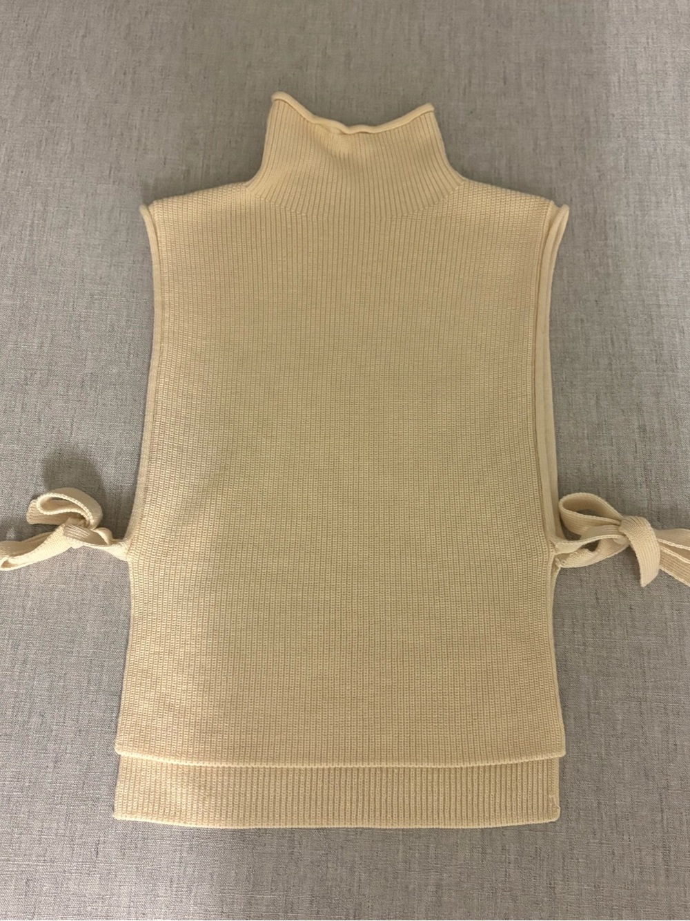 Arket Ivory Ribbed Wool-Cotton Turtleneck Sweater